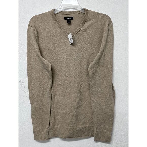 Alfani Men's Solid V-Neck Cotton Sweater - Twill Heather Small - Picture 2 of 5